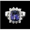 Image 1 : 14KT White Gold 3.54ct Tanzanite and Diamond Ring