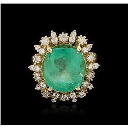 14KT Yellow Gold GIA Certified 10.00ct Emerald and Diamond Ring