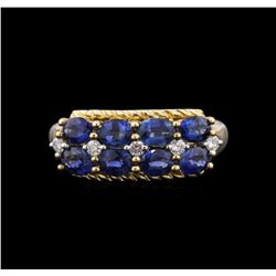 10KT Yellow Gold 1.85ctw Blue Sapphire and Diamond Ring