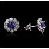 Image 2 : 14KT White Gold 2.40ctw Tanzanite and Diamond Earrings
