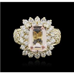 14KT Yellow Gold 3.06ct Morganite and Diamond Ring