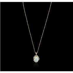 14KT Yellow Gold 3.90ct Opal and Diamond Pendant With Chain