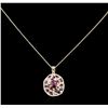 Image 1 : 14KT Yellow Gold 5.71ctw Ruby and Diamond Pendant With Chain