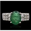 Image 1 : 18KT White Gold 3.09ct Emerald and Diamond Ring