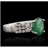 Image 2 : 18KT White Gold 3.09ct Emerald and Diamond Ring
