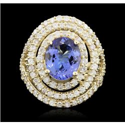 14KT Yellow Gold 3.15ct Tanzanite & Diamond Ring