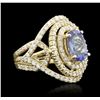 Image 2 : 14KT Yellow Gold 3.15ct Tanzanite & Diamond Ring