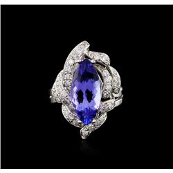 14KT White Gold 3.42ct Tanzanite and Diamond Ring