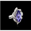 Image 2 : 14KT White Gold 3.42ct Tanzanite and Diamond Ring