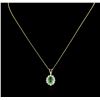 Image 1 : 1.48ct Emerald and Diamond Pendant With Chain - 14KT Yellow Gold