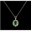 Image 2 : 1.48ct Emerald and Diamond Pendant With Chain - 14KT Yellow Gold