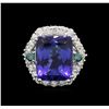 Image 1 : 14.65ct Tanzanite and Diamond Ring - 14KT White Gold