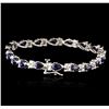 Image 2 : 14KT White Gold 8.82ctw Sapphire and Diamond Bracelet