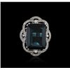 Image 1 : 14KT White Gold 32.69ct Topaz and Diamond Ring