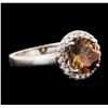 Image 2 : 14KT White Gold 1.97ct Brown Tourmaline and Diamond Ring