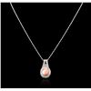 Image 2 : 14KT White Gold 4.90ct Coral and Diamond Pendant With Chain