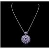 Image 1 : 14KT White Gold 12.68ctw Tanzanite and Diamond Pendant With Chain