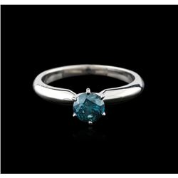 14KT White Gold 0.68ct Round Cut Fancy Blue Diamond Solitaire Ring