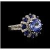 Image 2 : 14KT White Gold 2.49ct Tanzanite, Sapphire and Diamond Ring