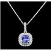 Image 1 : 14KT White Gold 1.36ct Tanzanite and Diamond Pendant With Chain