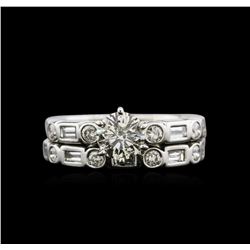 1.44ctw Diamond Wedding Ring Set - 14KT White Gold
