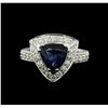Image 1 : 18KT White Gold 2.25ct Sapphire and Diamond Ring
