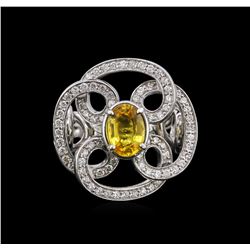 1.15ct Yellow Sapphire and Diamond Ring - 14KT White Gold
