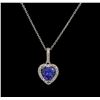 Image 1 : 1.62ct Tanzanite and Diamond Pendant With Chain - 14KT White Gold