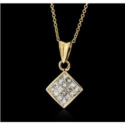 14KT Yellow Gold 0.50ctw Diamond Pendant With Chain