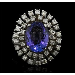 14KT White Gold 4.34ct Tanzanite and Diamond Ring