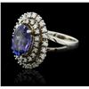 Image 2 : 14KT White Gold 4.34ct Tanzanite and Diamond Ring