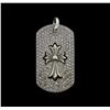 Image 1 : Chrome Hearts Silver 2.50ctw Diamond Cross Dog Tag Pendant