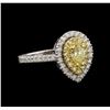 Image 2 : 1.08ctw Yellow Diamond Ring - 14KT White Gold
