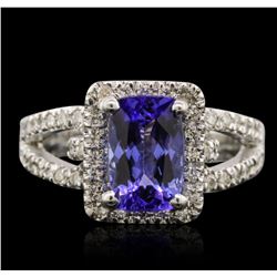 14KT White Gold 1.85ct Tanzanite and Diamond Ring