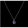 Image 2 : 4.00ct Tanzanite and Diamond Pendant With Chain - 14KT White Gold