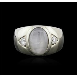 14KT White Gold 7.49ct Star Sapphire and Diamond Ring