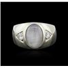 Image 1 : 14KT White Gold 7.49ct Star Sapphire and Diamond Ring