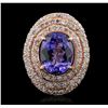 Image 1 : 14KT Rose Gold 6.83ct Tanzanite and Diamond Ring