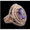 Image 2 : 14KT Rose Gold 6.83ct Tanzanite and Diamond Ring