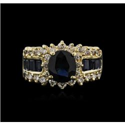 14KT Yellow Gold 3.00ctw Sapphire and Diamond Ring