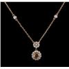Image 2 : 14KT Rose Gold 0.98ctw Diamond Necklace