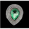 Image 1 : 14KT White Gold GIA Certified 5.65ct Emerald and Diamond Ring