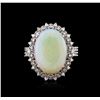 Image 1 : 14KT White Gold 6.44ct Opal and Diamond Ring