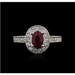 14KT White Gold 0.80ct Ruby and Diamond Ring