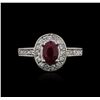 Image 1 : 14KT White Gold 0.80ct Ruby and Diamond Ring