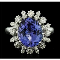 14KT White Gold 4.91ct Tanzanite and Diamond Ring