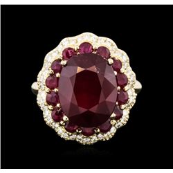 14KT Yellow Gold 10.13ctw Ruby and Diamond Ring