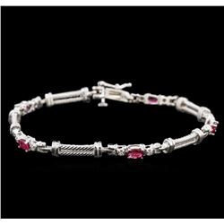 1.50ctw Ruby and Diamond Bracelet - 14KT White Gold