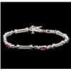 Image 1 : 1.50ctw Ruby and Diamond Bracelet - 14KT White Gold