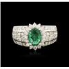 Image 1 : 14KT White Gold 1.41ct Emerald and Diamond Ring